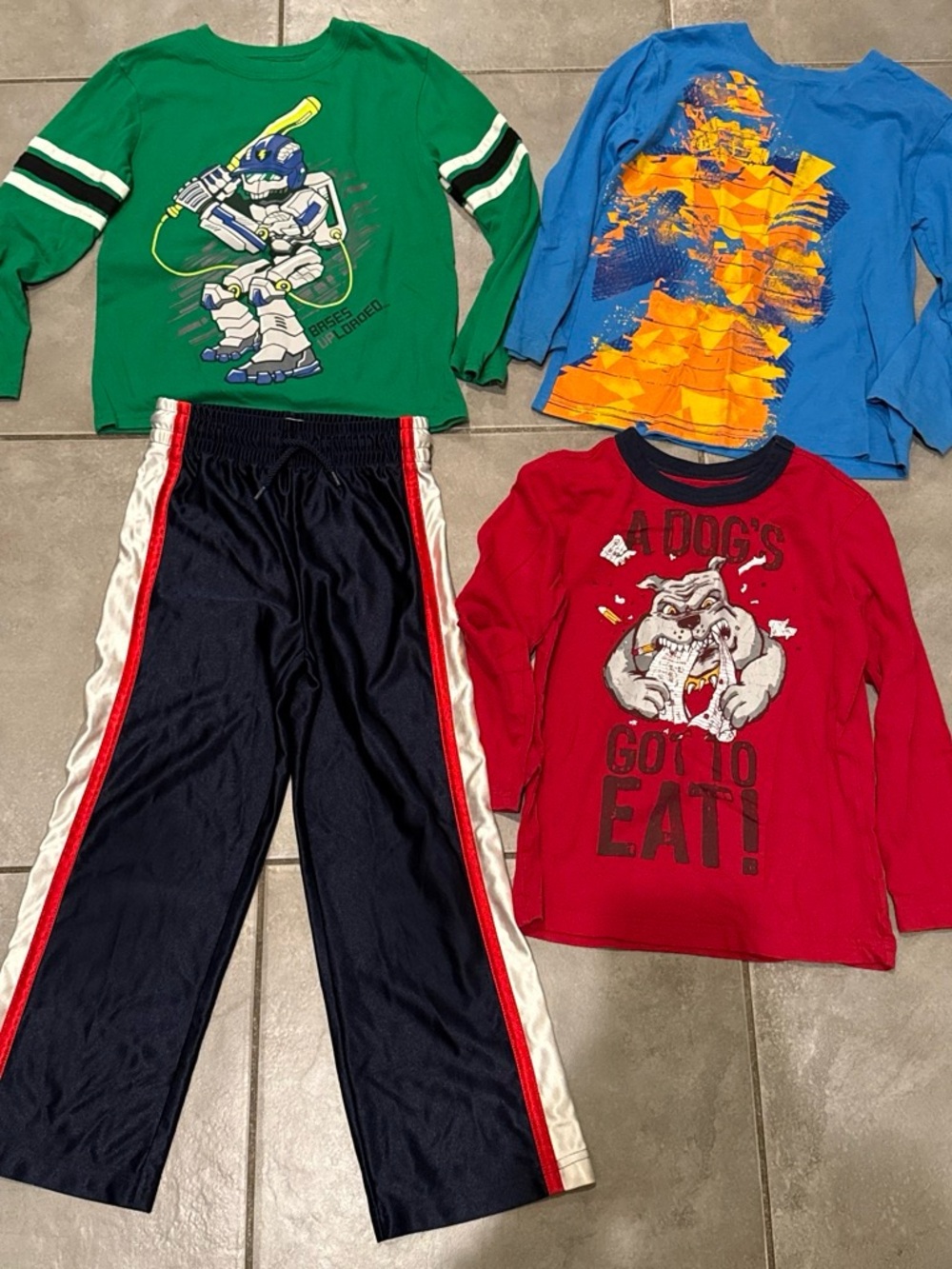 Kids 4 piece bundle Graphic Tops and Athletic Pants - size 5/6